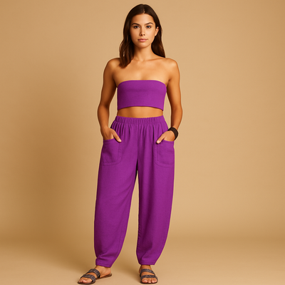 Zomerbroek met hoge taille en boho uitstraling voor dames | Femke