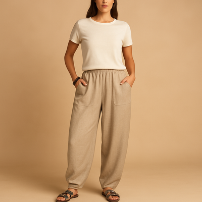Zomerbroek met hoge taille en boho uitstraling voor dames | Femke