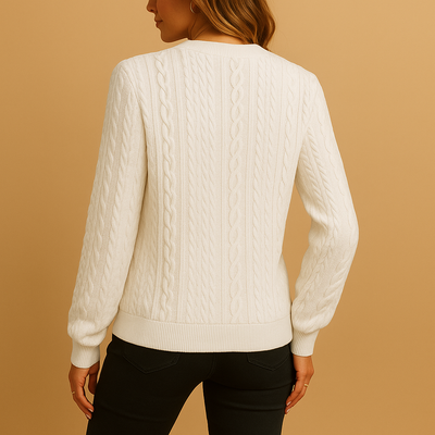 Casual gebreide damestrui met ronde hals en structuur | Yenthe