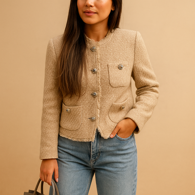 Klassieke tweed blazer jas voor dames | Yara