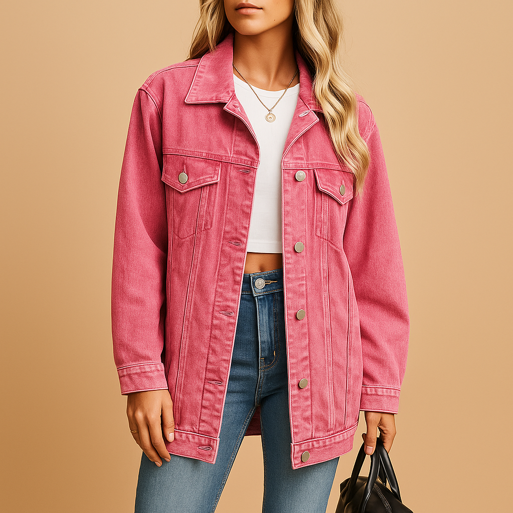 Denim winterjack met knoopsluiting voor dames | Yvette