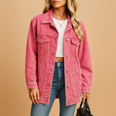 Denim winterjack met knoopsluiting voor dames | Yvette