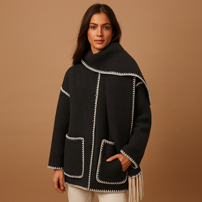 Elegante wintermantel met ceintuur en sjaal voor dames | Annelies