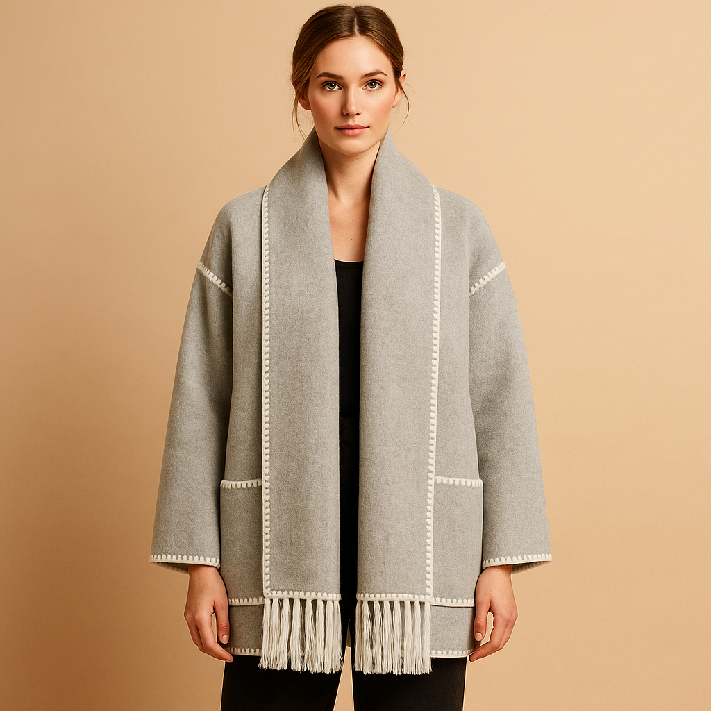 Elegante wintermantel met ceintuur en sjaal voor dames | Annelies
