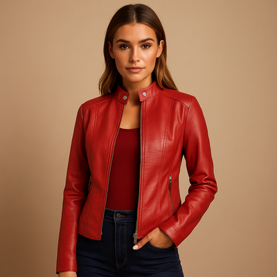 Faux leren bikerjas voor dames | Mila