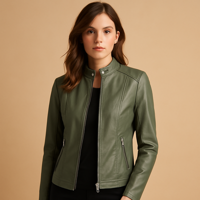 Faux leren bikerjas voor dames | Mila