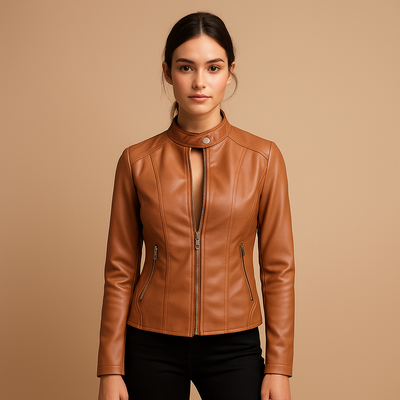 Faux leren bikerjas voor dames | Mila