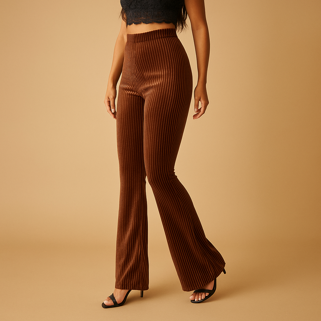 Flared corduroy broek met hoge taille voor dames | Yara