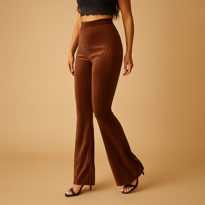 Flared corduroy broek met hoge taille voor dames | Yara