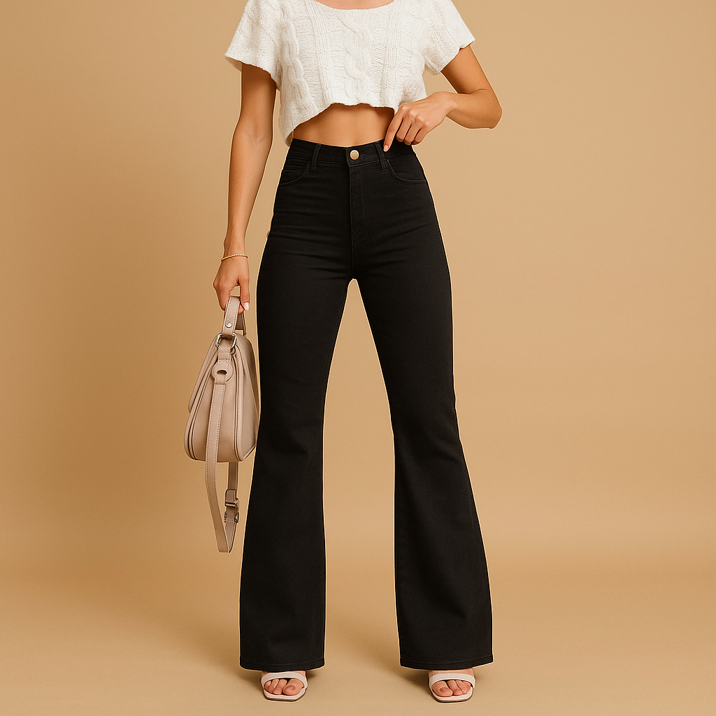 Flared corduroy broek met hoge taille voor dames | Yinthe