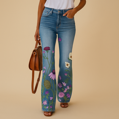 Flared jeans met bloemenprint voor dames | Yara