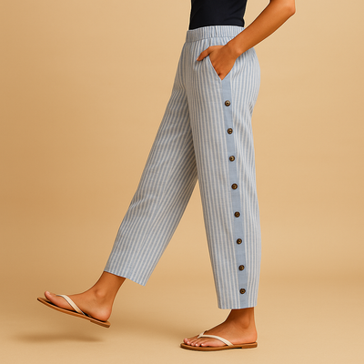 Gestreepte chique broek met hoge taille voor dames | Tania