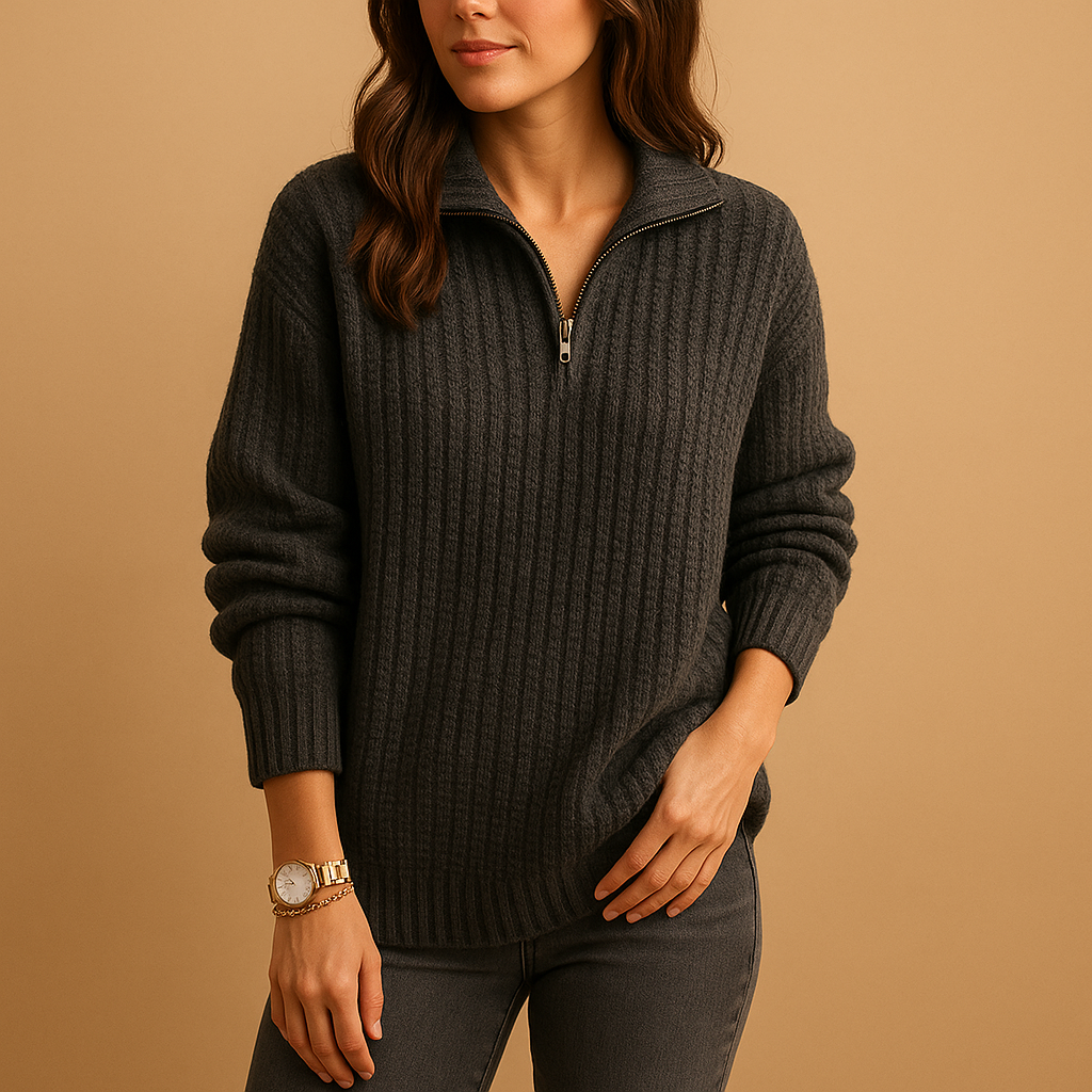 Half-zip trui met colkraag voor dames | Marije