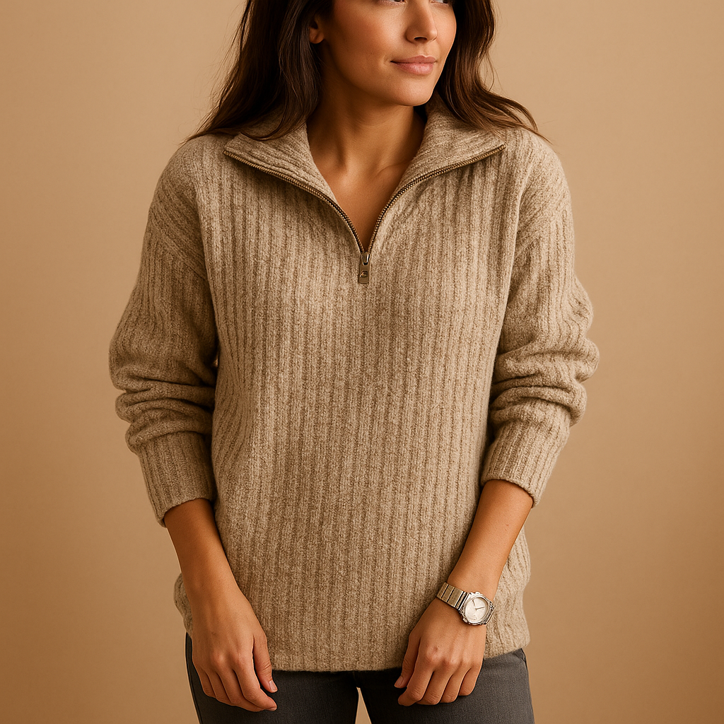 Half-zip trui met colkraag voor dames | Marije