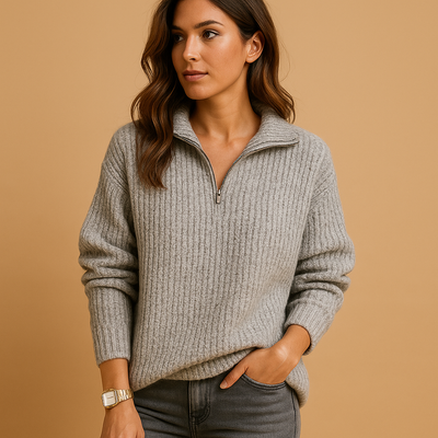 Half-zip trui met colkraag voor dames | Marije