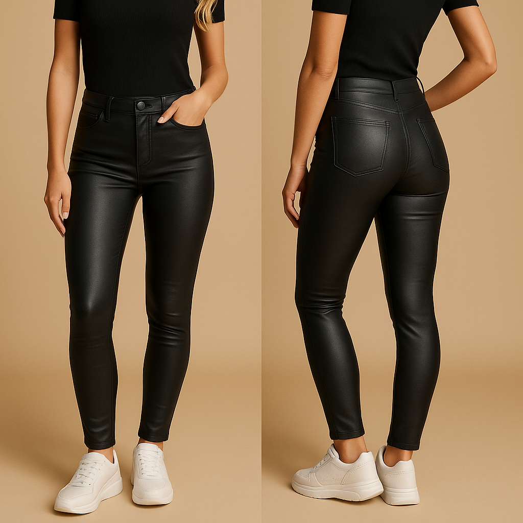 Milou | Hoge taille leren broek met slim fit voor dames