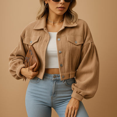 Korte corduroy jas voor dames | Yara
