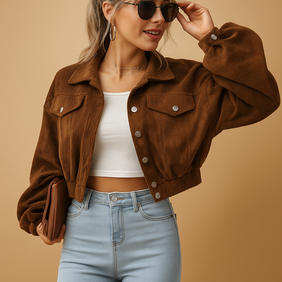 Korte corduroy jas voor dames | Yara
