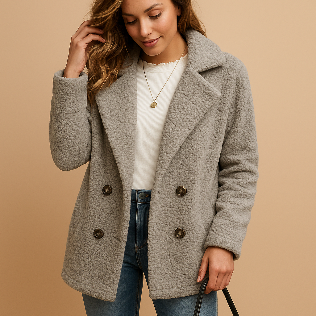 Korte winterjas met knoopsluiting voor dames | Lieke