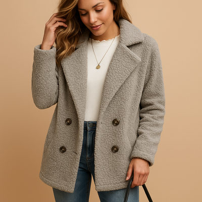 Korte winterjas met knoopsluiting voor dames | Lieke