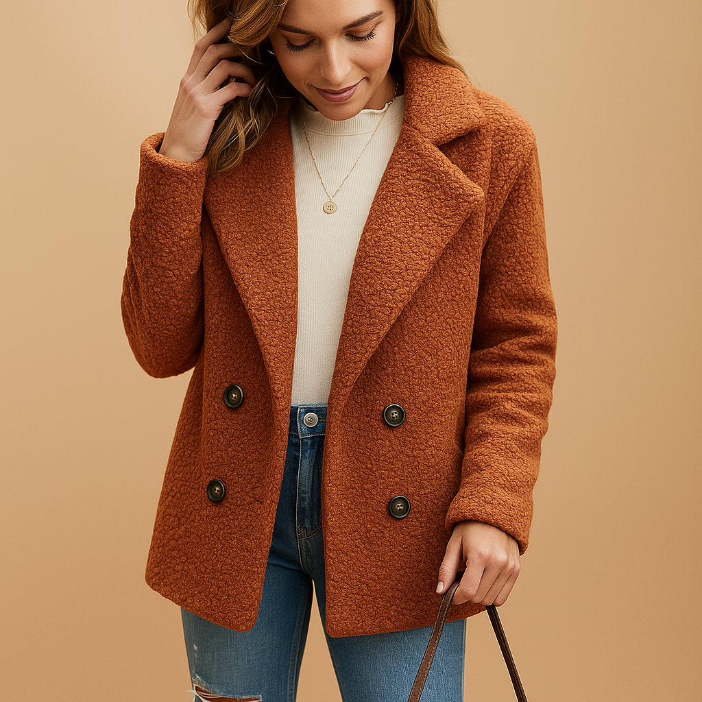 Korte winterjas met knoopsluiting voor dames | Lieke