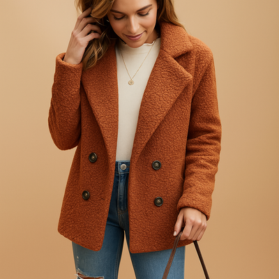 Korte winterjas met knoopsluiting voor dames | Lieke