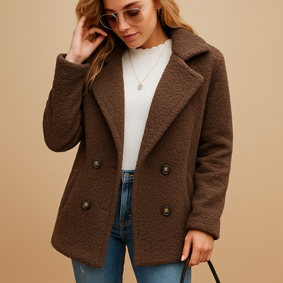 Korte winterjas met knoopsluiting voor dames | Lieke