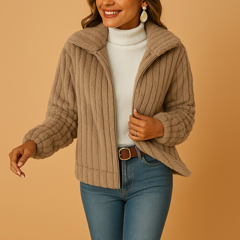 Lang fleece damesvest met kraag | Eveline