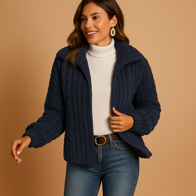 Lang fleece vest met opstaande kraag voor dames | Isabelle