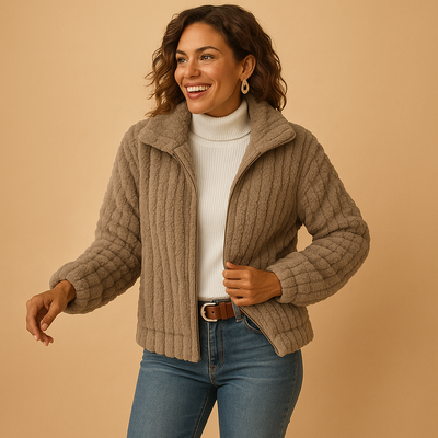Lang fleece vest met opstaande kraag voor dames | Isabelle