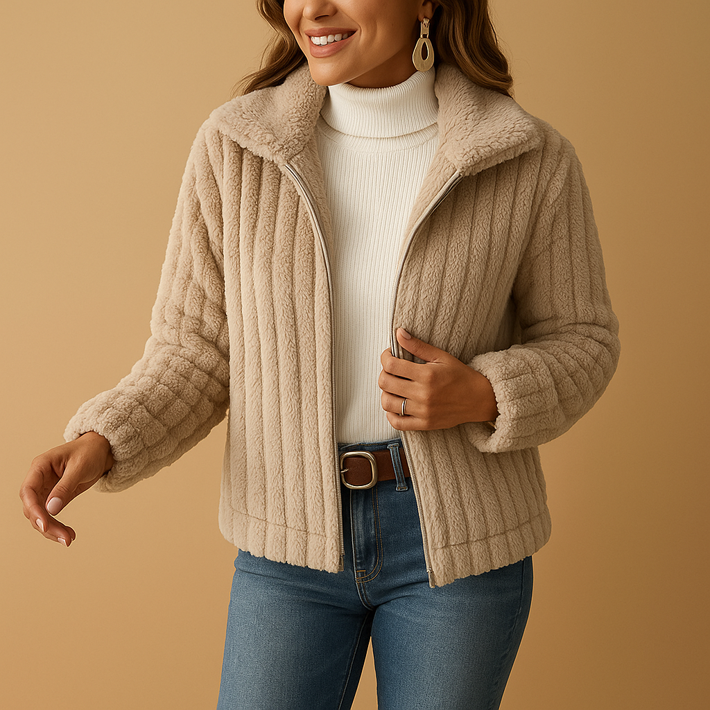 Lang fleece vest met opstaande kraag voor dames | Isabelle