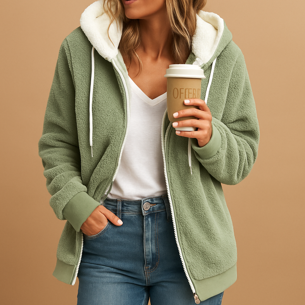 Lang fleece vest met capuchon voor dames | Veerle