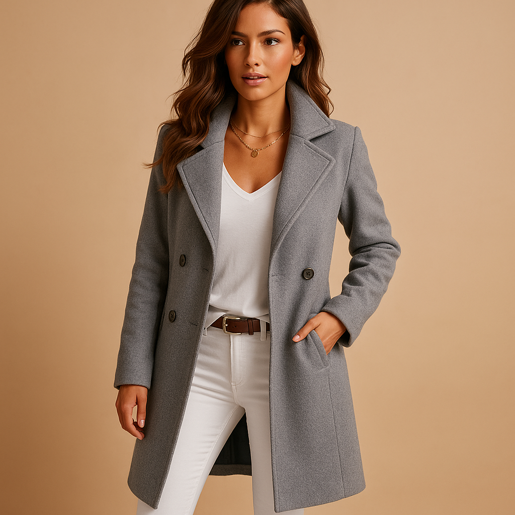 Lange elegante damesjas met knopen | Milou