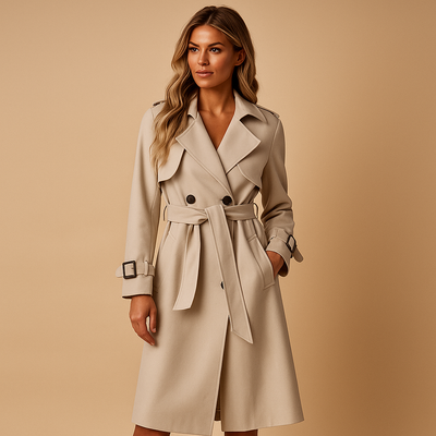 Lange elegante wintermantel met dubbele knopen voor dames | Mariska
