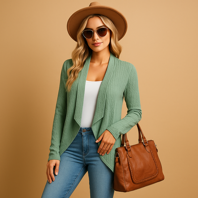 Lange gebreide cardigan voor dames | Fenna