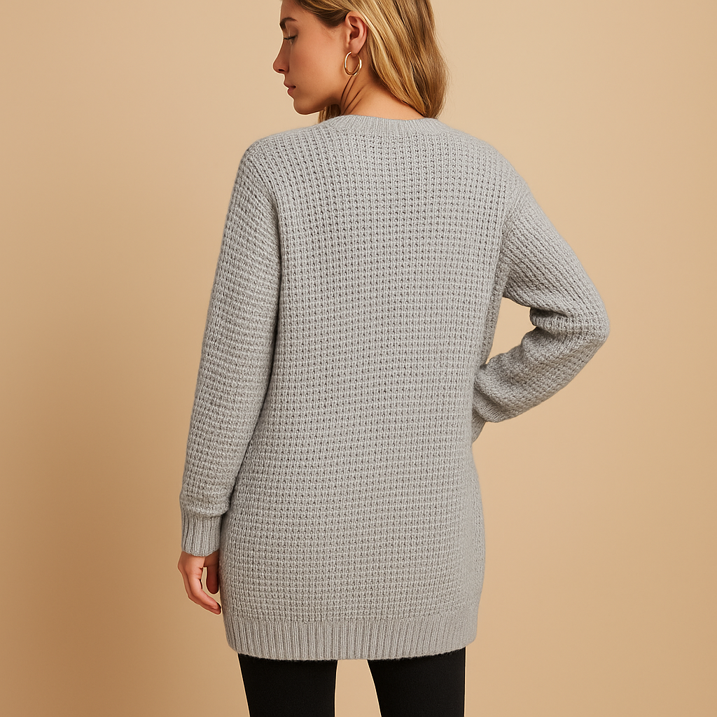 Lange V-hals vest met zakken voor dames | Lianne