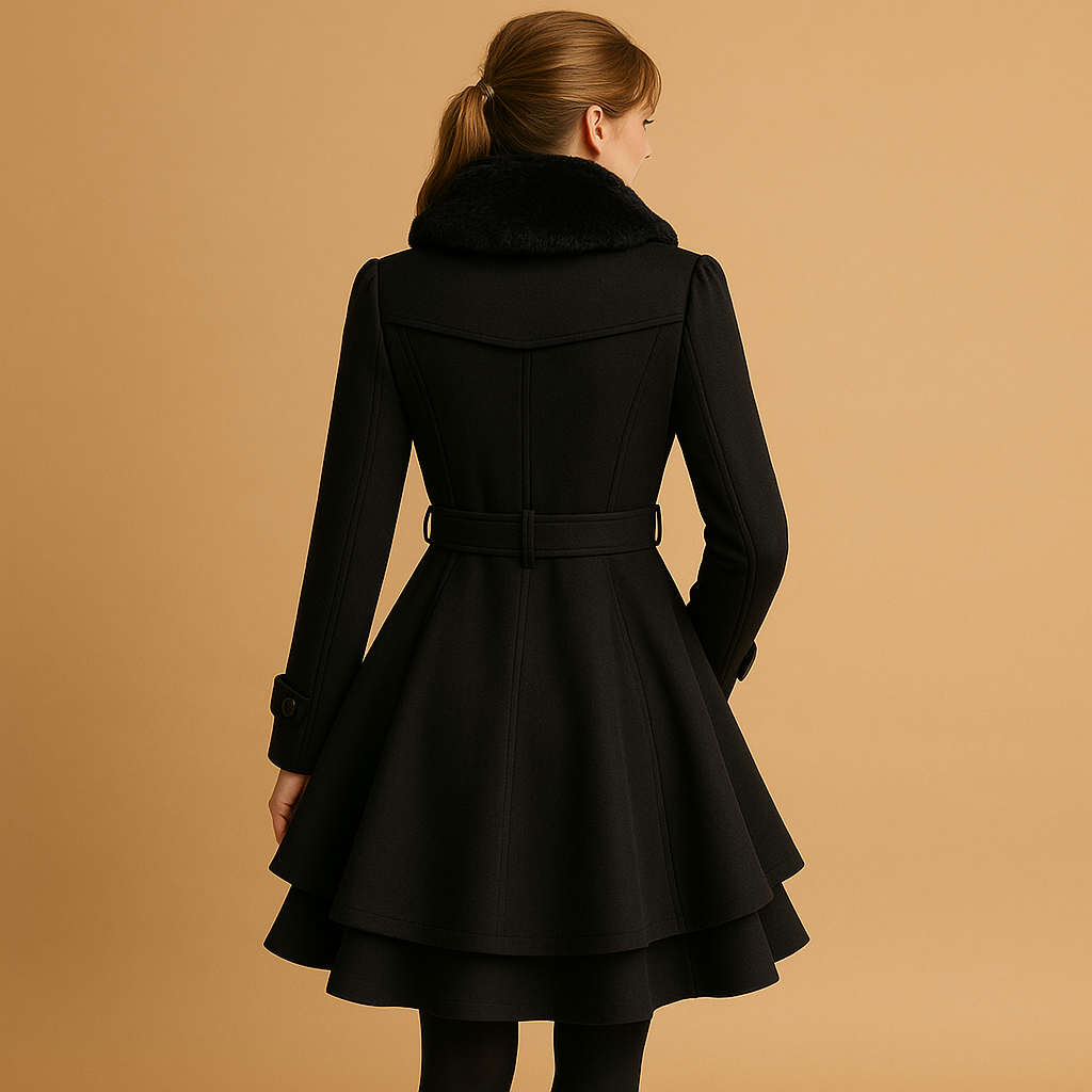 Lange winterjas met imitatiebontkraag voor dames | Marije