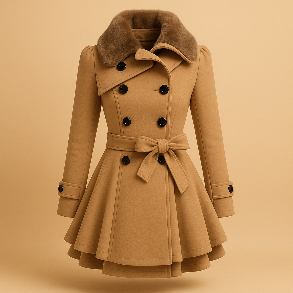 Lange winterjas met imitatiebontkraag voor dames | Marije