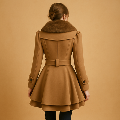 Lange winterjas met imitatiebontkraag voor dames | Marije