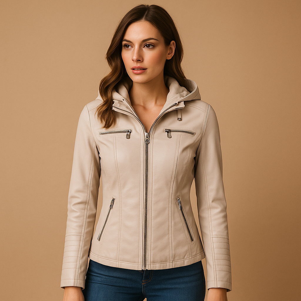 Leren jas met capuchon voor dames | Anouk