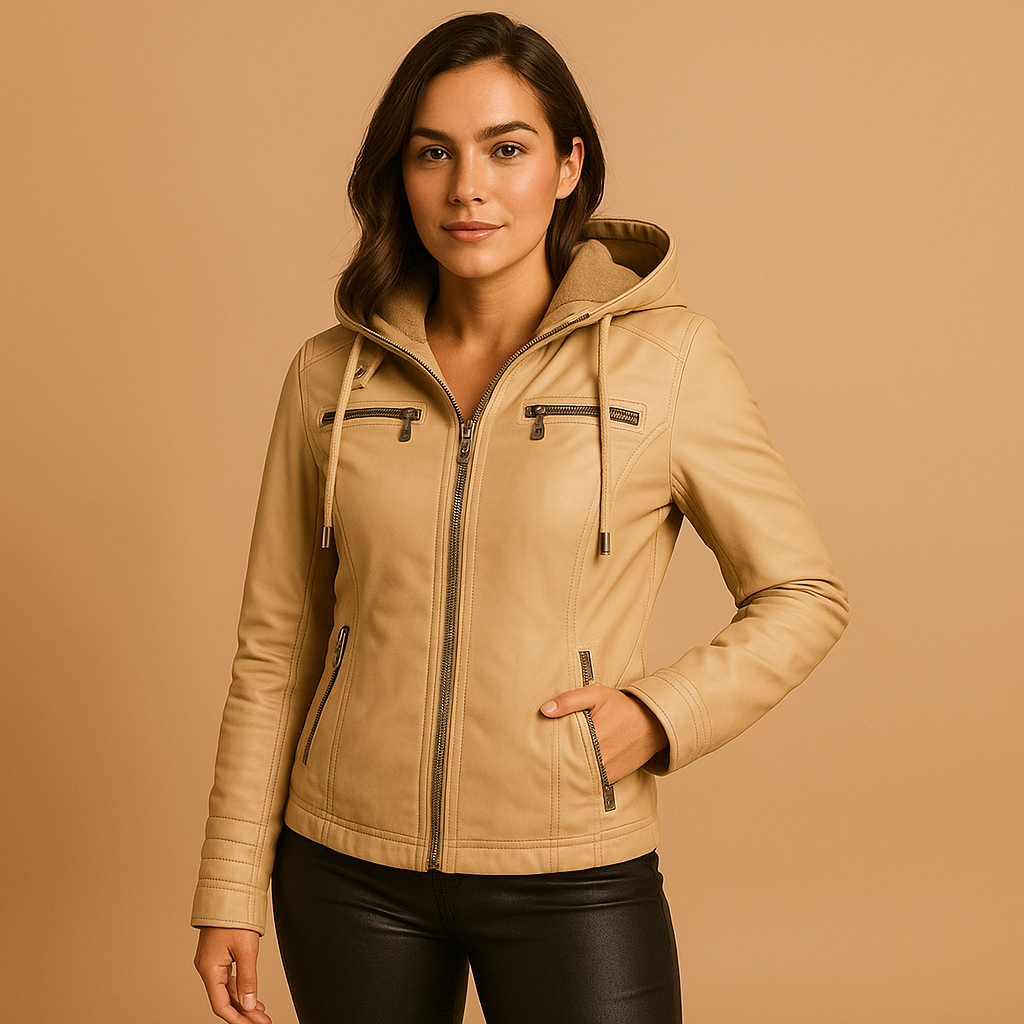 Leren jas met capuchon voor dames | Anouk