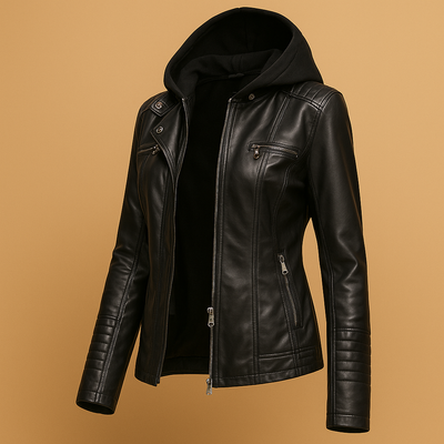 Leren jas met capuchon voor dames | Anouk