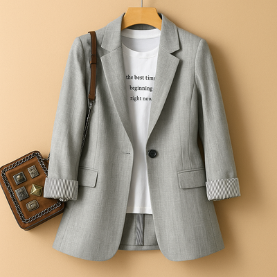Lichtgewicht casual blazer met lange mouwen voor dames | Evelien