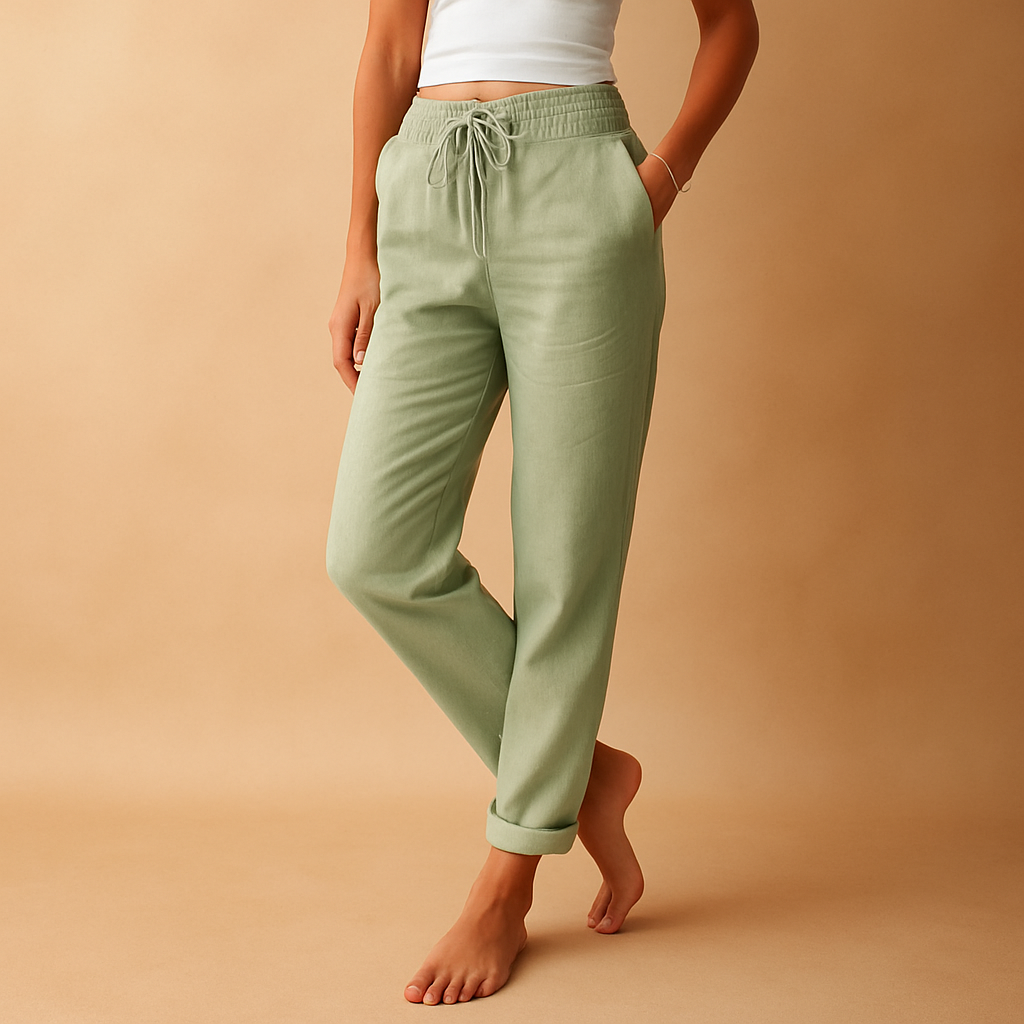 Loungebroek met hoge taille en rechte pijpen voor dames | Benthe