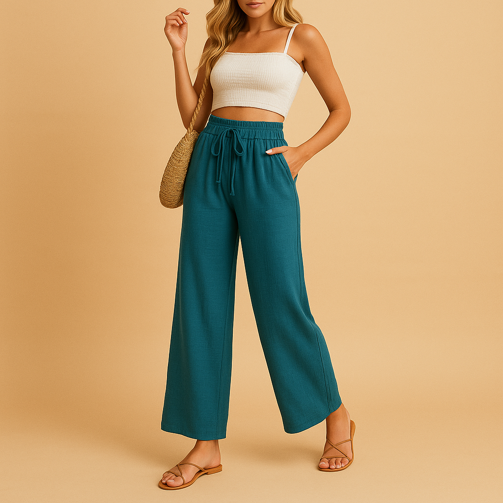 Loungebroek met hoge taille en rechte pijpen voor dames | Benthe