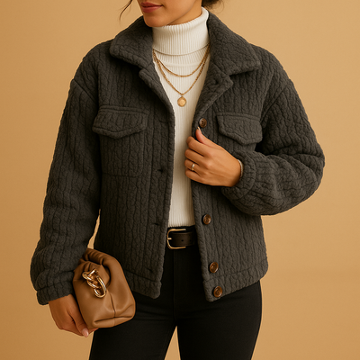Oversized zachte jas met parelknopen voor dames | Milou