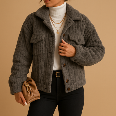 Oversized zachte jas met parelknopen voor dames | Milou