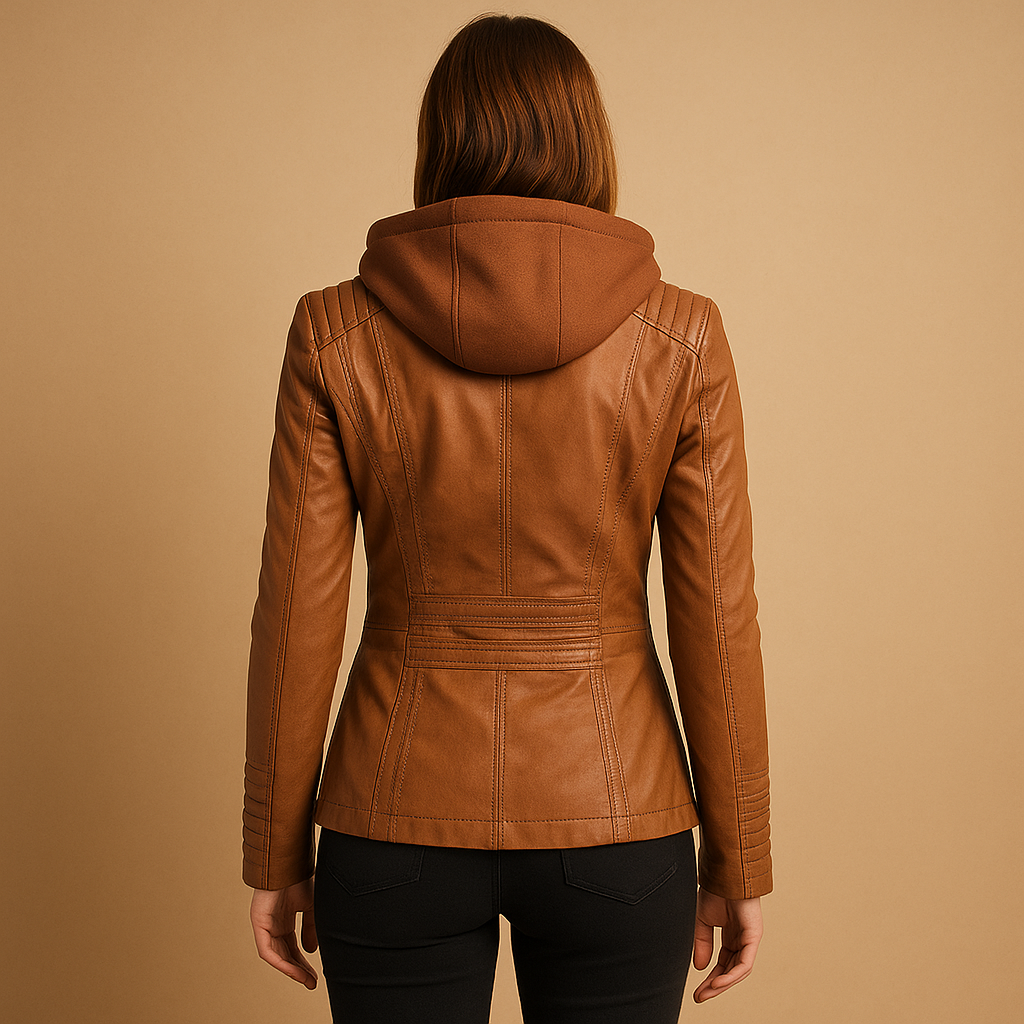PU-leren zomerjas met capuchon voor dames | Yara
