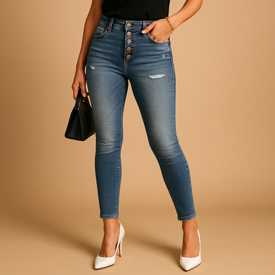 Slim fit ripped jeans voor dames | Mila