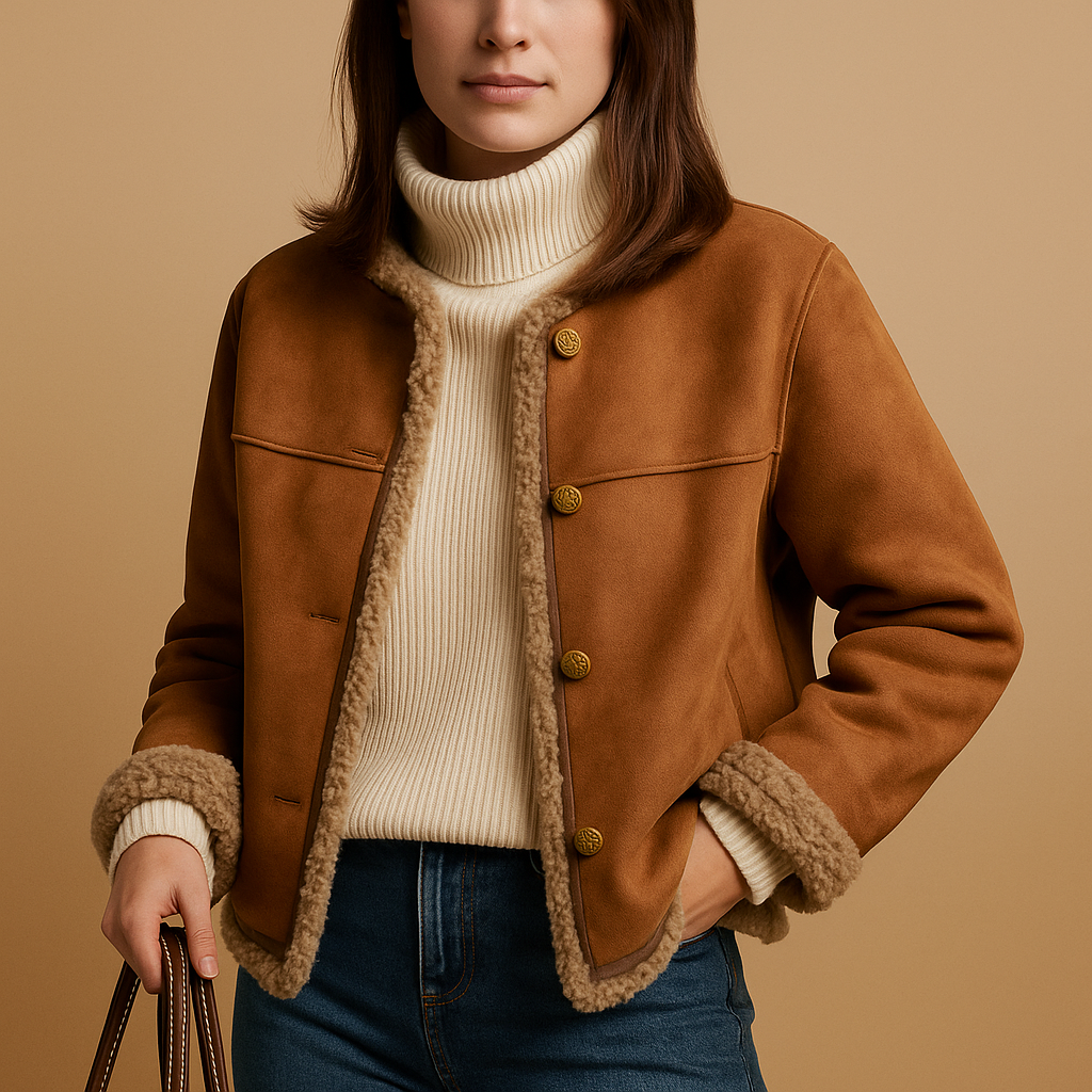 Suede fleece gevoerde jas voor dames | Yara